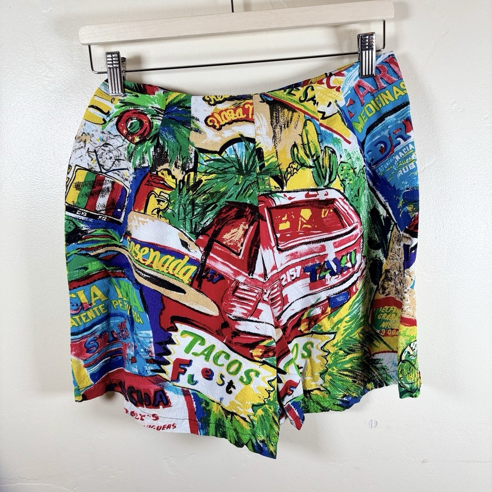 Vintage 90's RARE JAMS WORLD Ensenada Mexico Theme Skirt Skort Women's 30" Waist - Picture 2 of 8